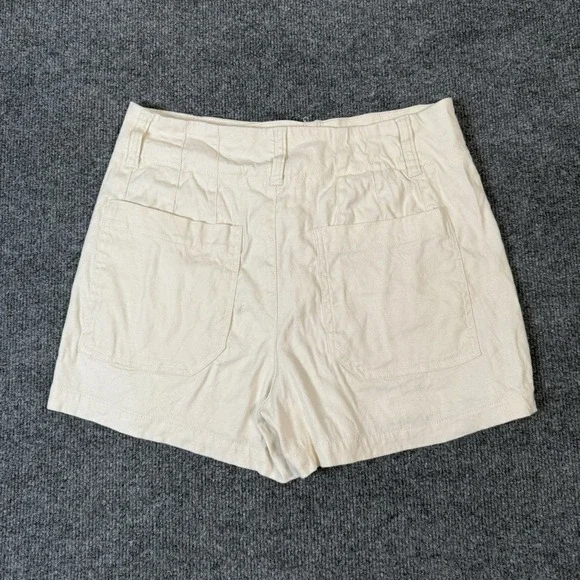 Maeve Anthropologie The Colette High Rise Linen Cotton Shorts Beige Size 28 - Picture 4 of 8
